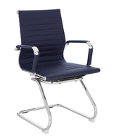 Nautilus Designs Aura Contemporary Medium Back Bonded Leather Executive Cantilever Visitor Chair With Fixed Arms Blue - BCL/8003AV/BL DD